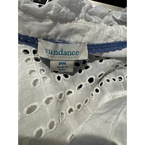 SUNDANCE White Eyelet Embroidered Blouse PM Petite Medium with Cami Liner - Picture 5 of 6
